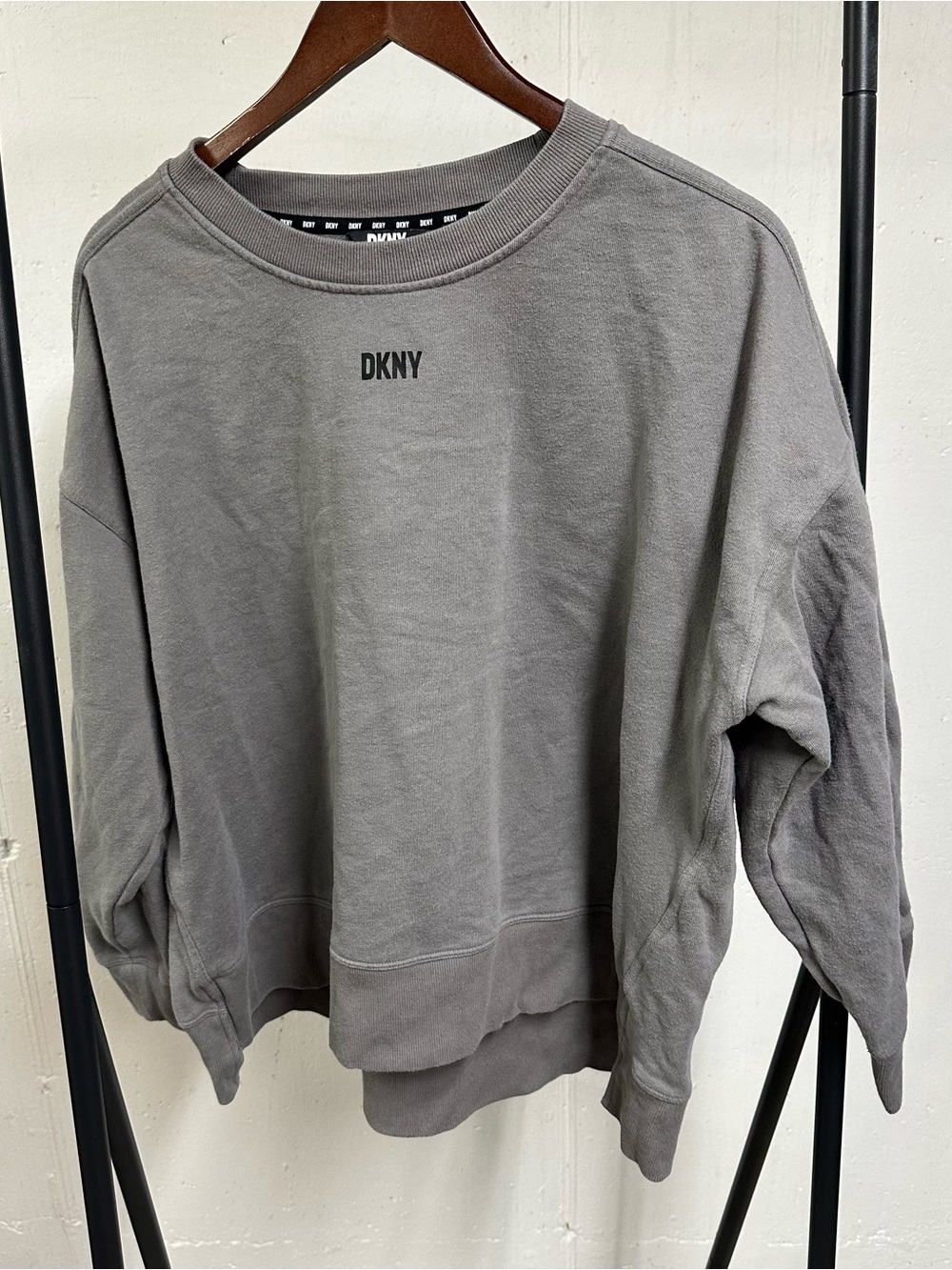 DKNY Women's Gray Crewneck Sweatshirt with Logo